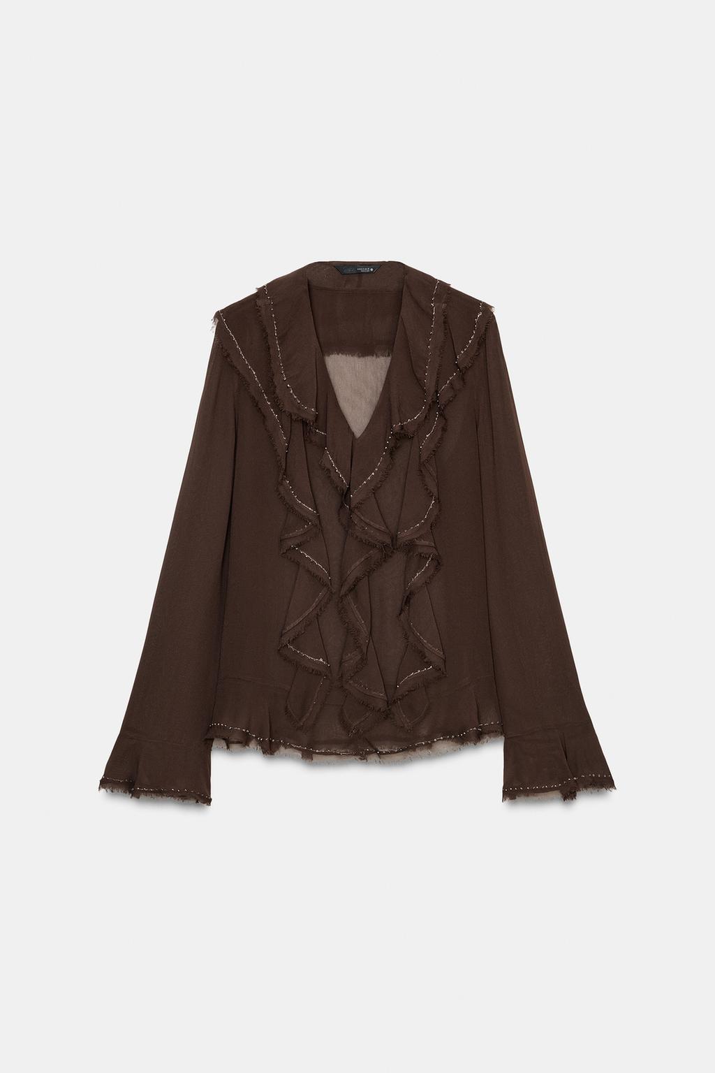 БЛУЗА С ВОЛАНАМИ И БУСИНАМИ — ZW COLLECTION