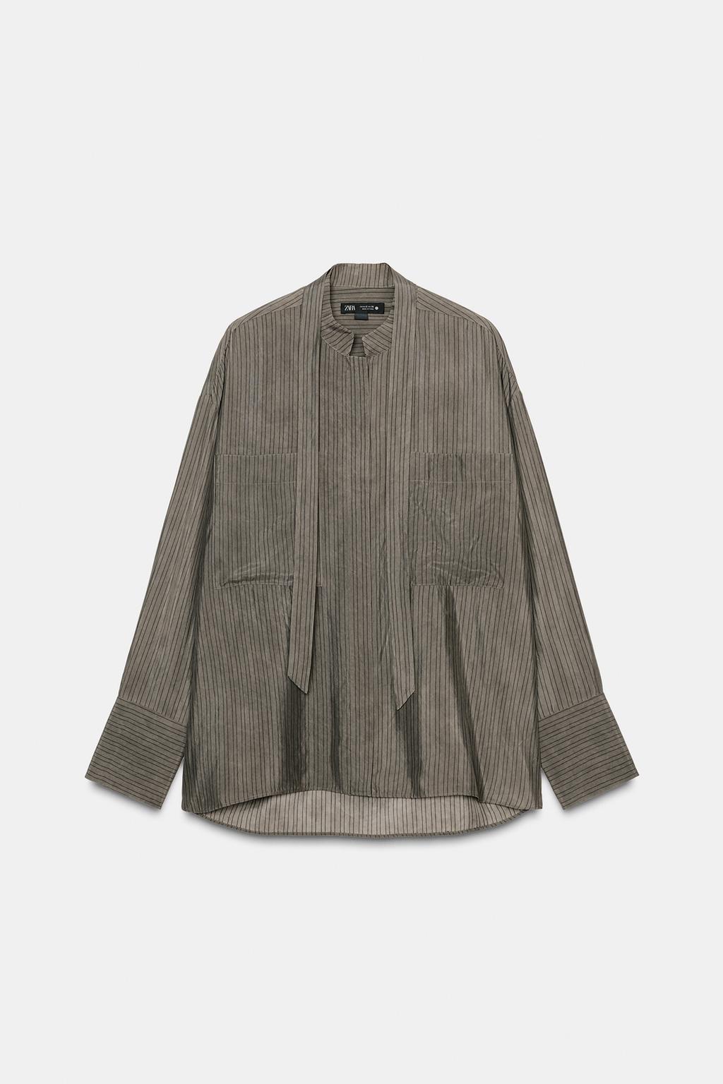 БЛУЗА С КАРМАНАМИ И ЗАВЯЗКАМИ — ZW COLLECTION