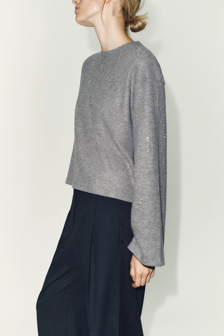 Блестящий вязанный свитер