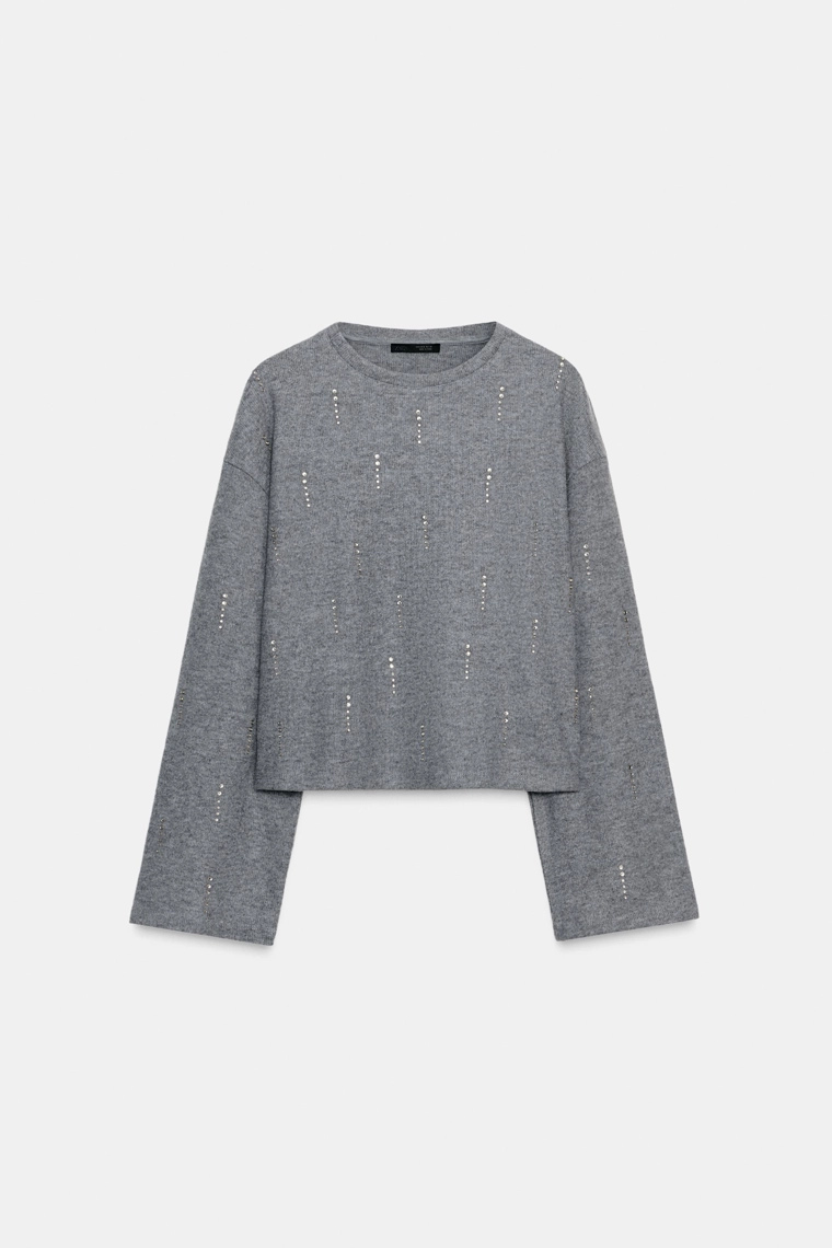 Блестящий вязанный свитер