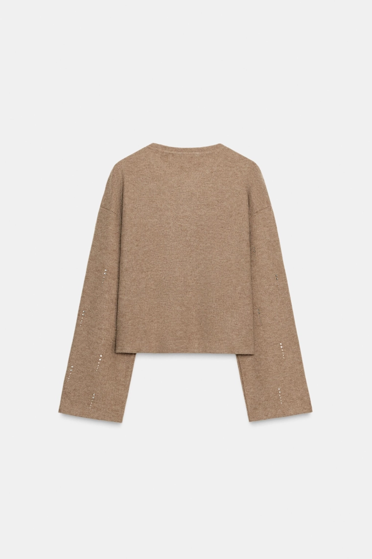 Вязаный свитер со стразами