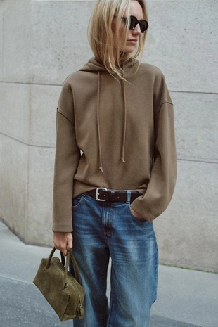 Купить Zara Мягкое худи с капюшоном