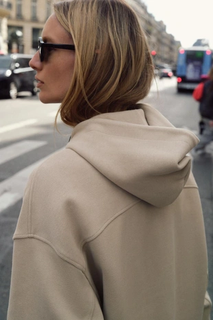 Sand | 4174/671/711 - Zara Мягкое худи с капюшоном