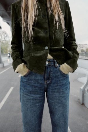 Blue | 1934/222/407 - Zara Джинсы Z1975 WIDE LEG укороченные с высокой посадкой