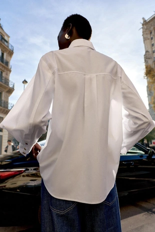 Рубашка из поплина с контрастными пуговицами- Заказать в России