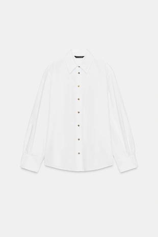 Рубашка из поплина с контрастными пуговицами- Заказать в России