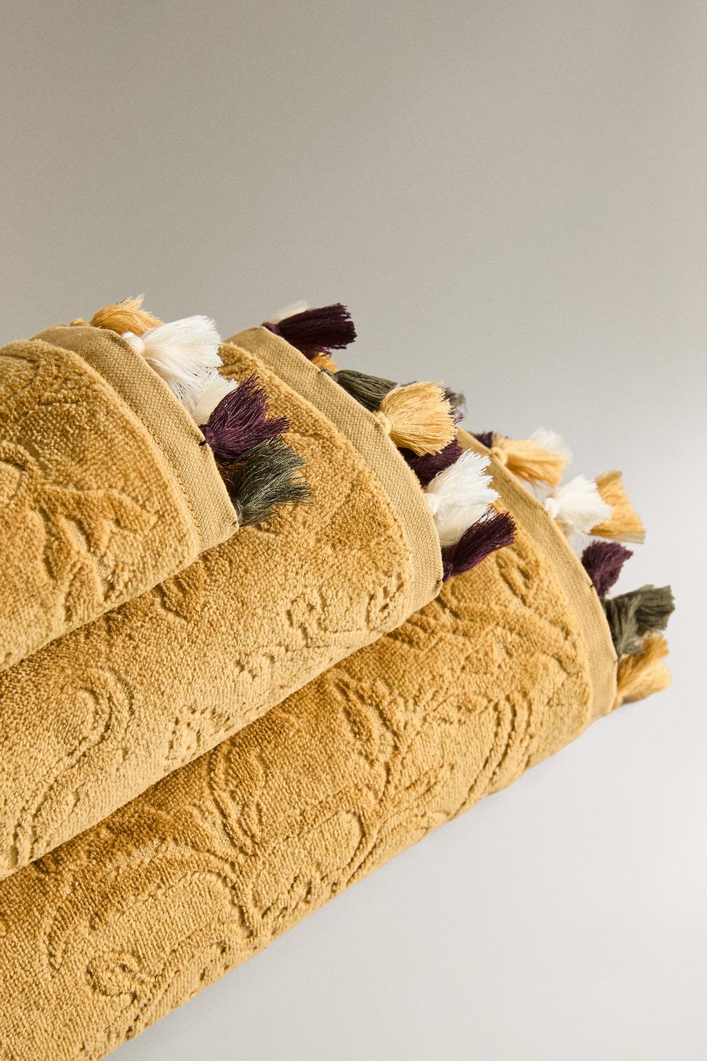 Полотенце для ванны с бахромой из жаккарда