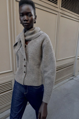 Купить Zara Кардиган с шарфом из той же ткани