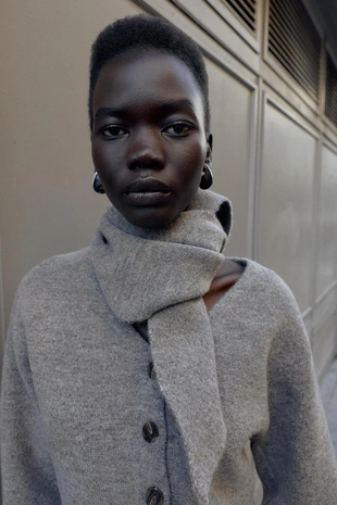 Кардиган с шарфом из той же ткани- Заказать в России