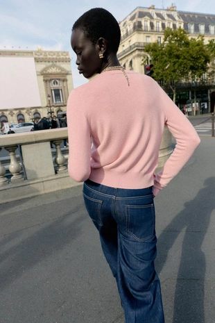 Mid-pink | 8851/113/645 - Zara Вязаный жакет с цветочными пуговицами