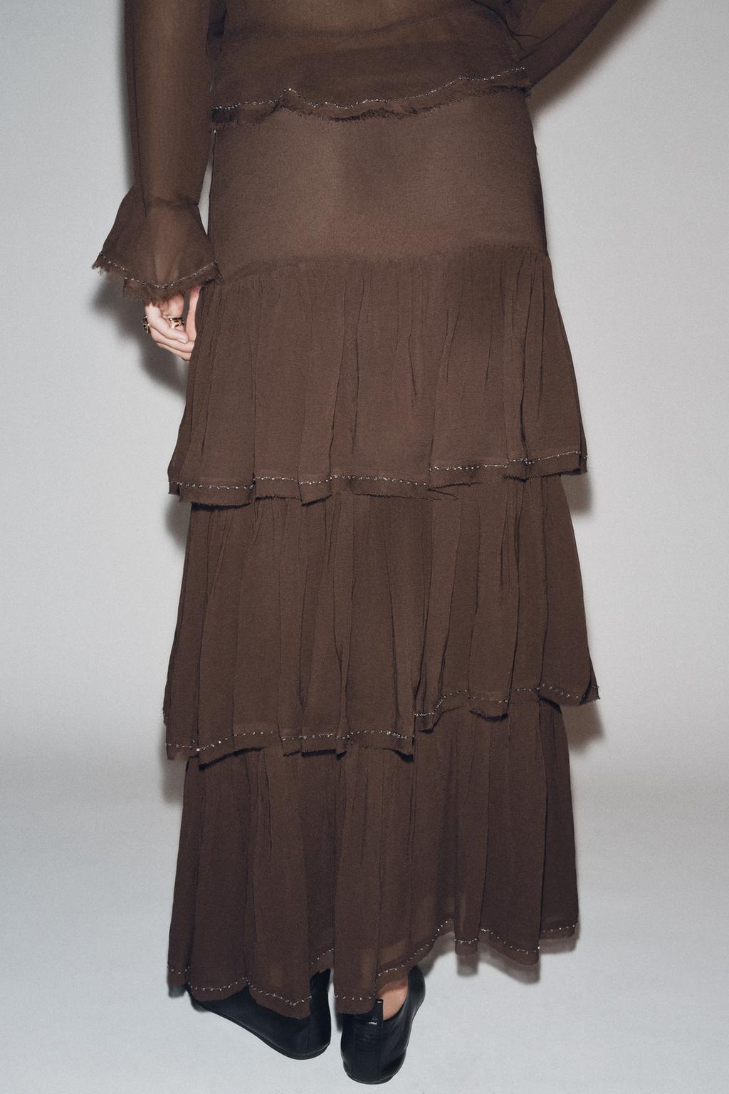 ЮБКА С ВОЛАНАМИ И БУСИНАМИ — ZW COLLECTION