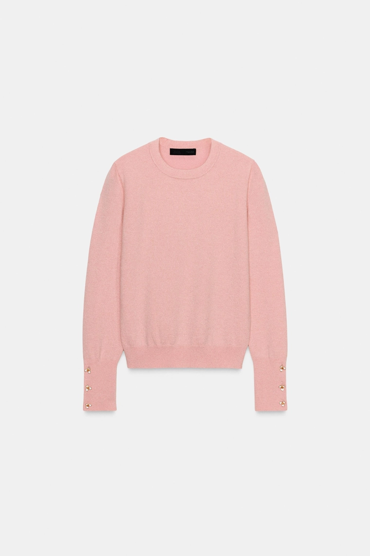 Трикотажный свитер с цветочными пуговицами