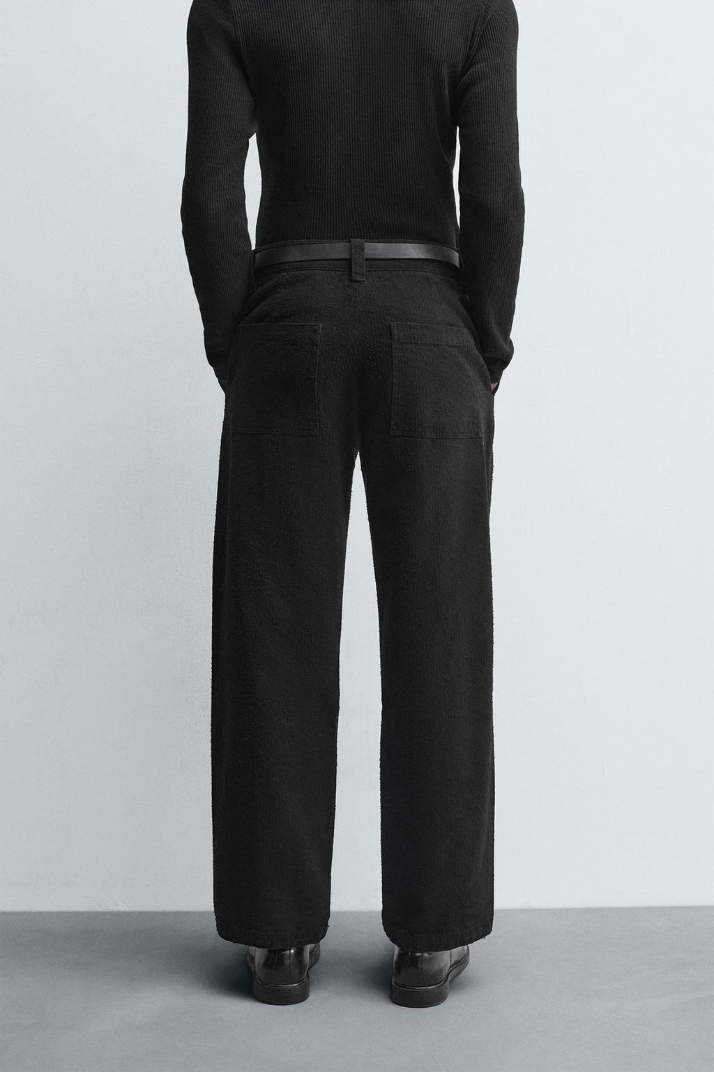 БРЮКИ STRAIGHT FIT ИЗ РЕЛЬЕФНОЙ ТКАНИ