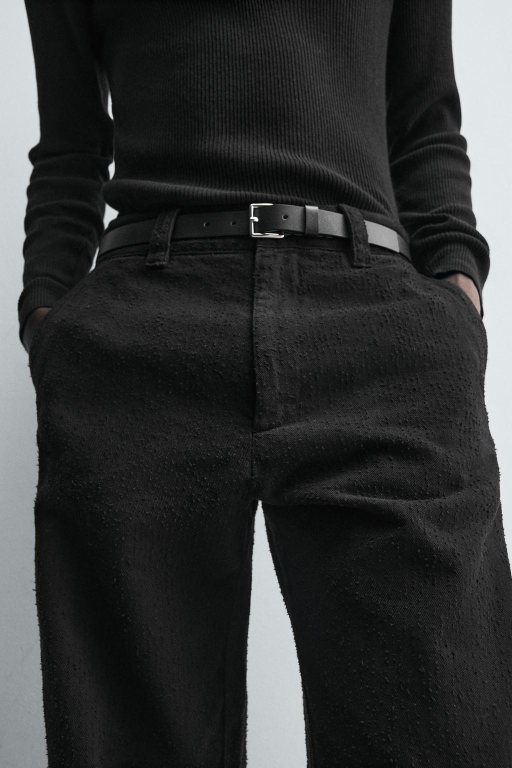 БРЮКИ STRAIGHT FIT ИЗ РЕЛЬЕФНОЙ ТКАНИ