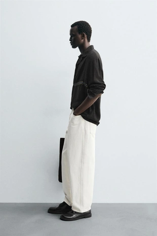 Рубашка струящегося покроя с геометрической вышивкой- Заказать в России