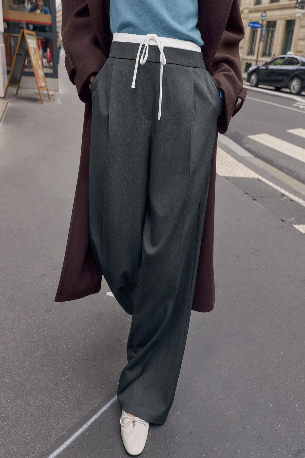 БРЮКИ WIDE LEG С ДВОЙНЫМ ПОЯСОМ