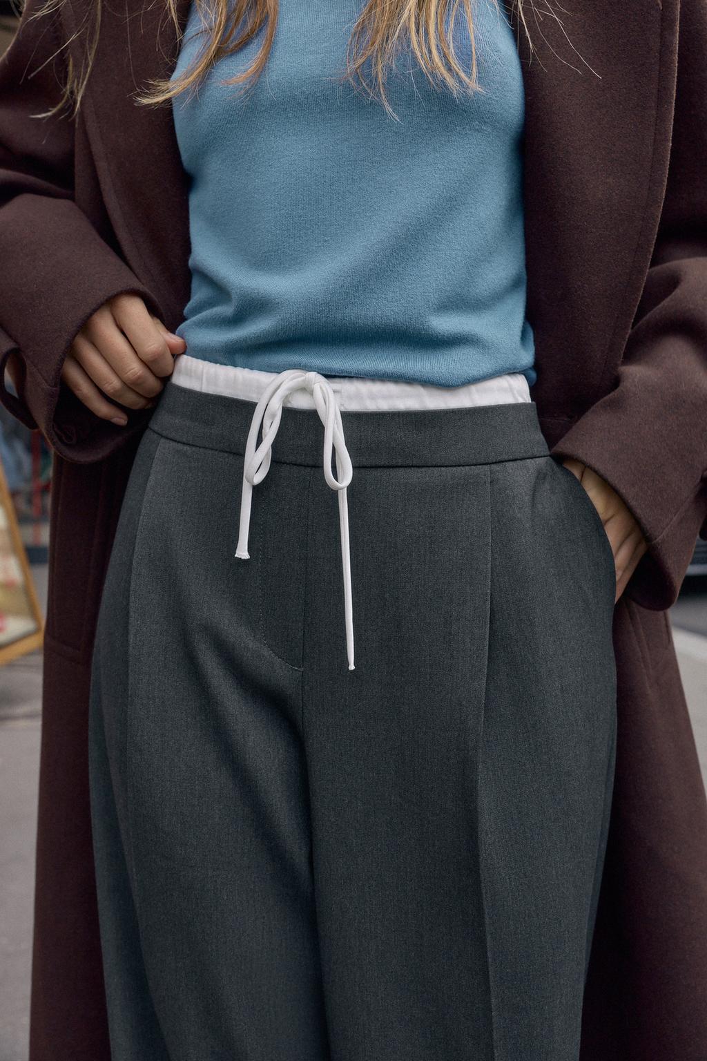 БРЮКИ WIDE LEG С ДВОЙНЫМ ПОЯСОМ