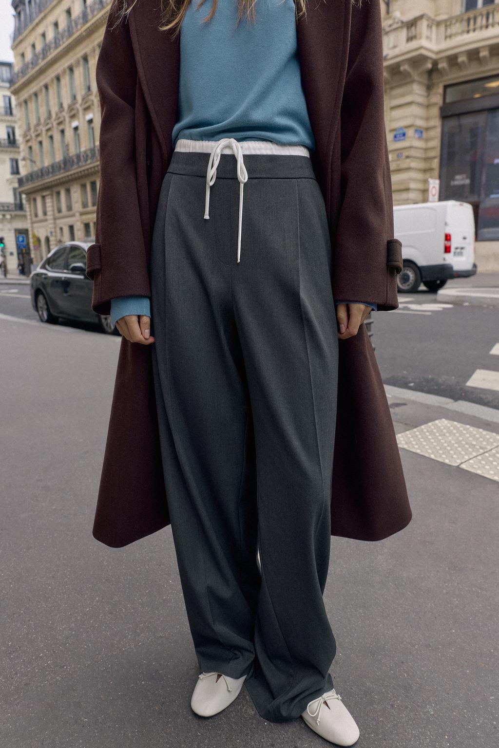 БРЮКИ WIDE LEG С ДВОЙНЫМ ПОЯСОМ