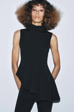 Топ с баской без рукавов- Заказать в России