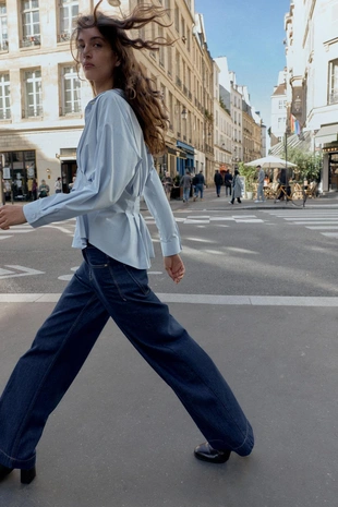 Рубашка из поплина со складками- Заказать в России