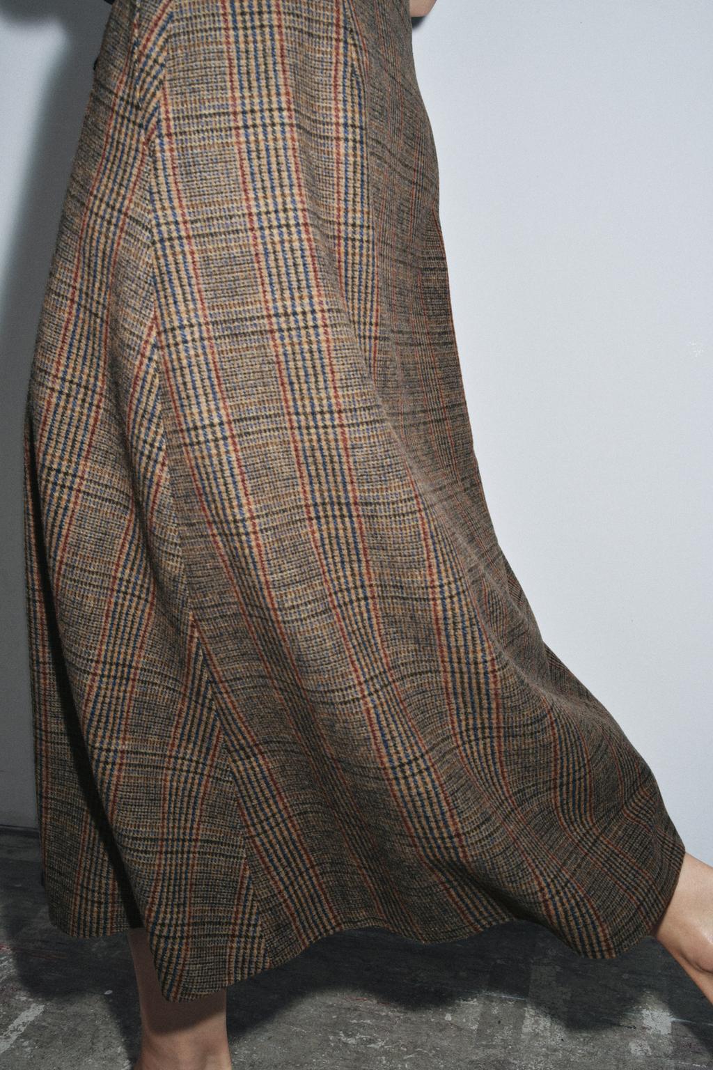 ЮБКА В КЛЕТКУ СО СКЛАДКОЙ ИЗ СМЕСОВОЙ ШЕРСТИ — ZW COLLECTION