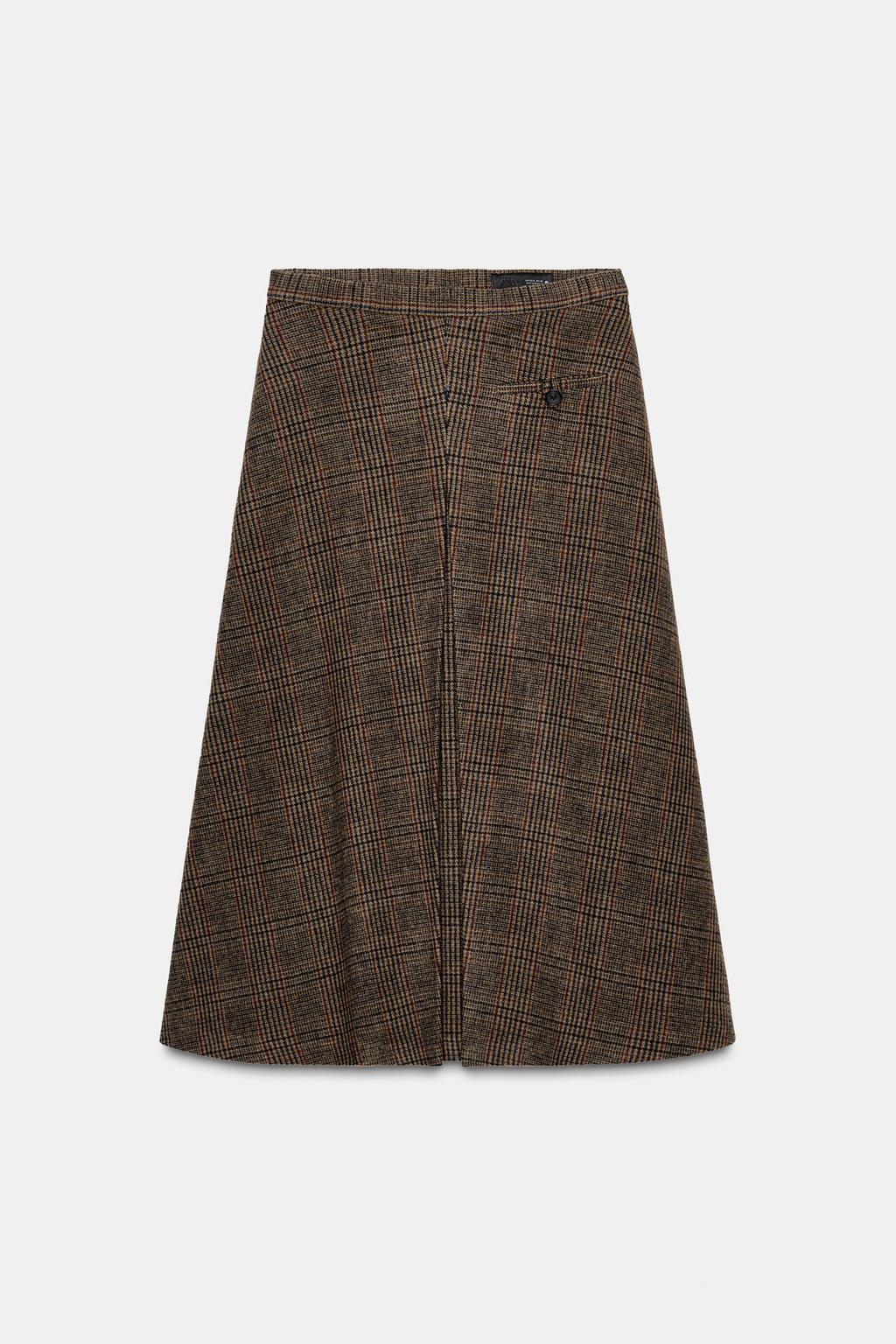 ЮБКА В КЛЕТКУ СО СКЛАДКОЙ ИЗ СМЕСОВОЙ ШЕРСТИ — ZW COLLECTION