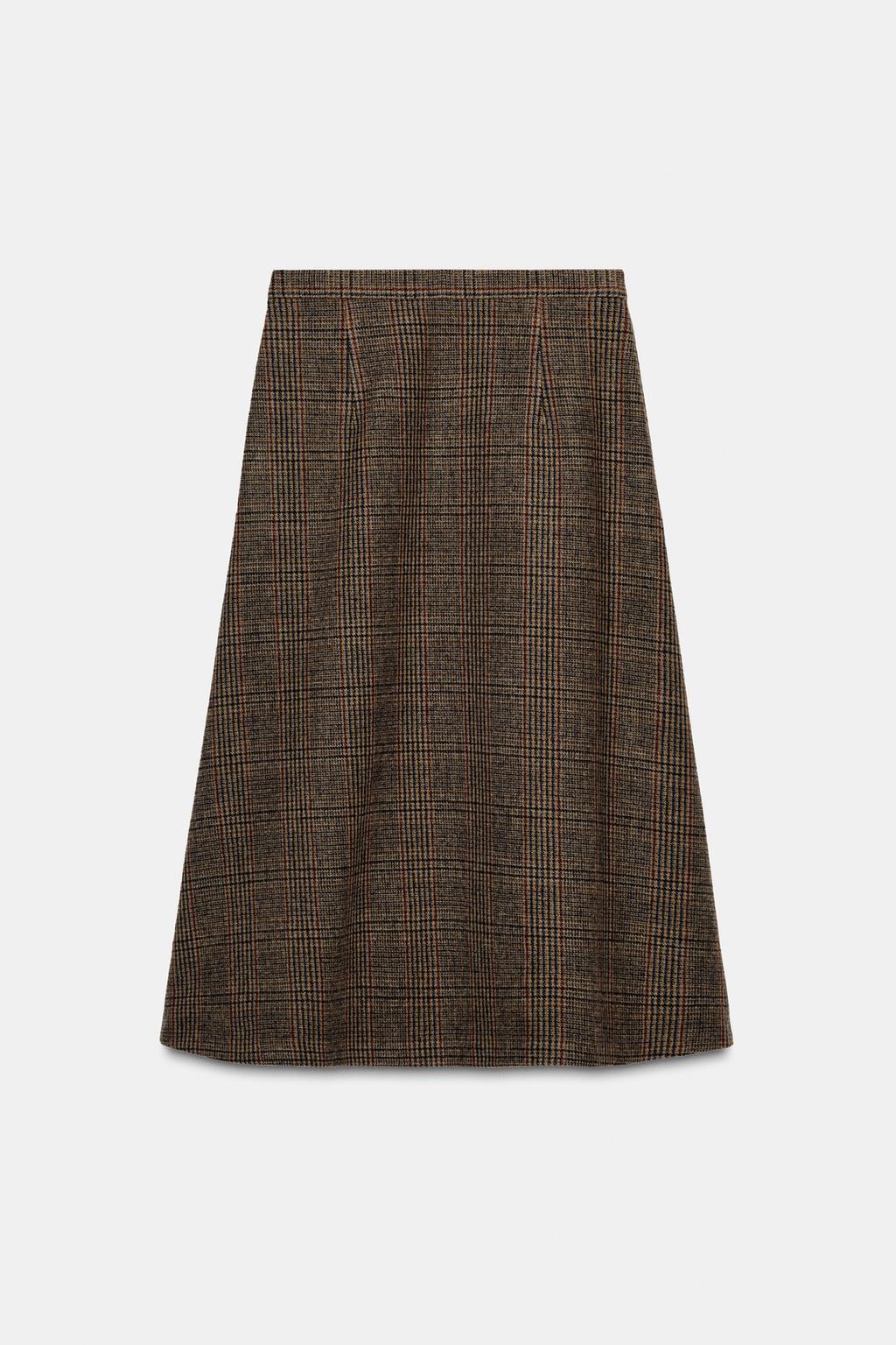 ЮБКА В КЛЕТКУ СО СКЛАДКОЙ ИЗ СМЕСОВОЙ ШЕРСТИ — ZW COLLECTION