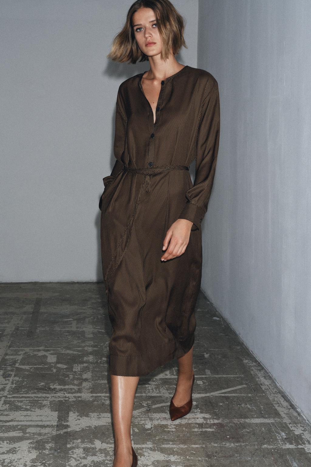 ПЛАТЬЕ В ГОРОШЕК С ПОЯСОМ — ZW COLLECTION