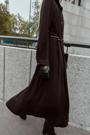 Платье-рубашка миди с поясом- Заказать в России