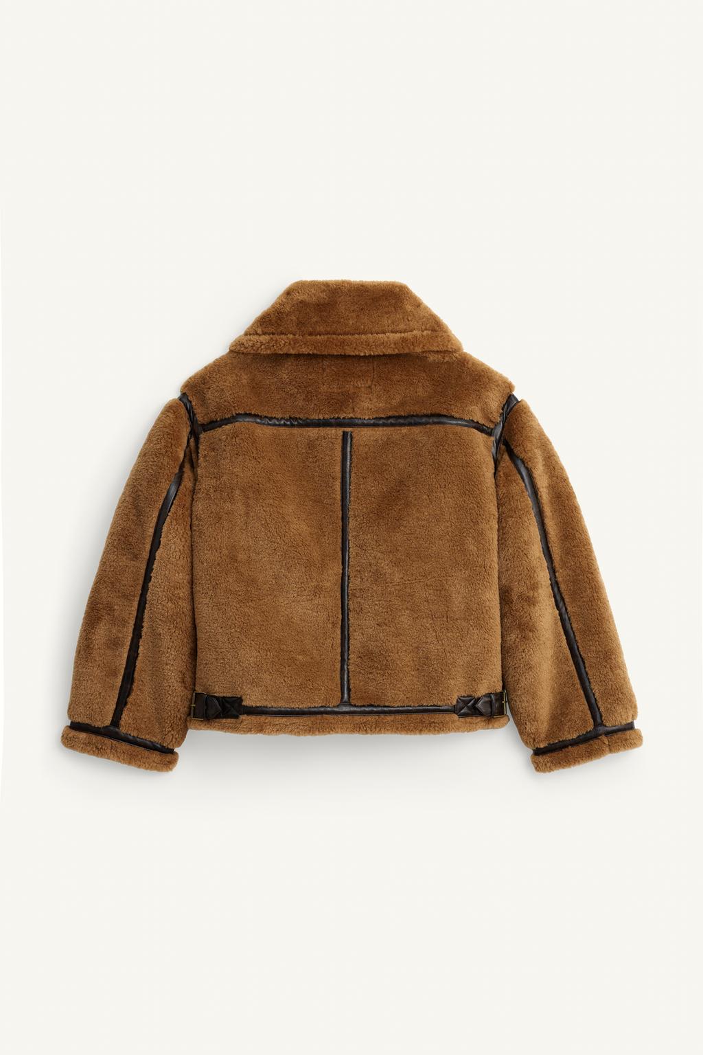 Куртка из экокожи и овчины с контрастными деталями limited edition