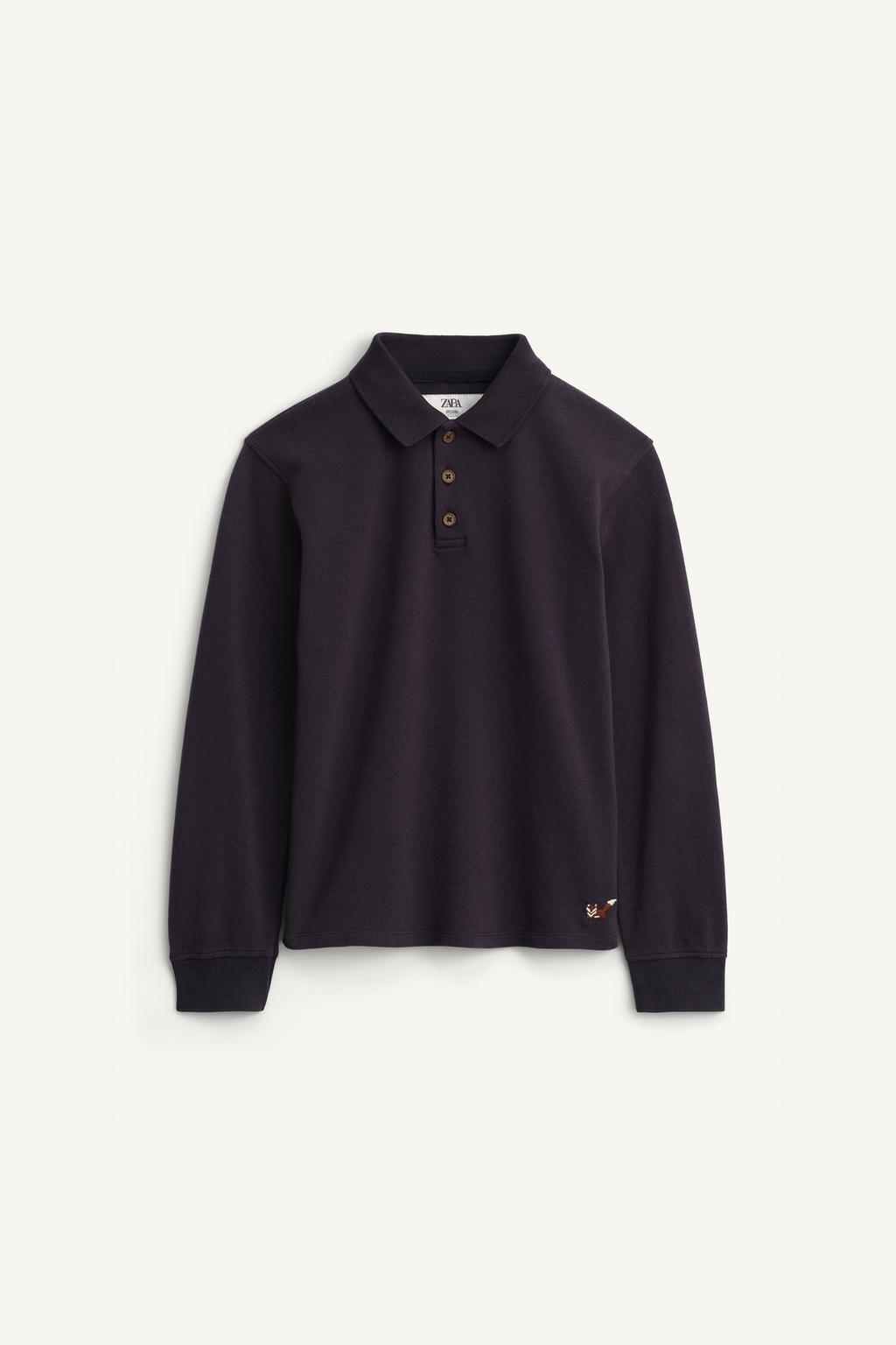 Поло limited edition с вышитым лисьим узором из пике