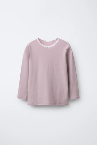 6-14 лет/ набор из двух рубчатых футболок с кружевом- Заказать в России