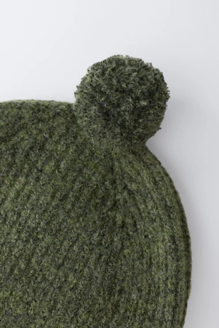 Mid-green | 2582/359/527 - Zara Трикотажный чепчик с помпоном