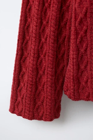 Dark red | 5536/427/641 - Zara Свитер с узором «косы»