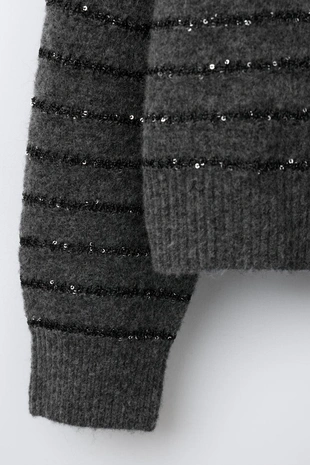 Джемпер в полоску с пайетками- Заказать в России