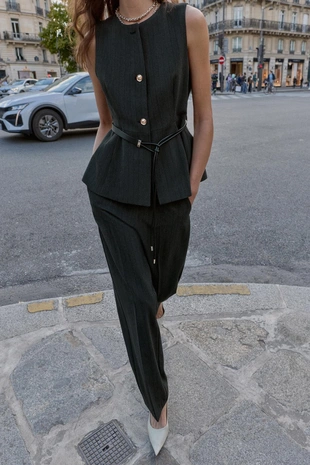 Брюки прямого кроя в елочку- Заказать в России