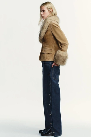 Облегающий блейзер из 100% замши овчины- Заказать в России