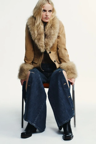 Облегающий блейзер из 100% замши овчины- Заказать в России