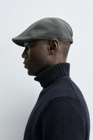 Кепка из фланели с узором «гусиная лапка»- Заказать в России