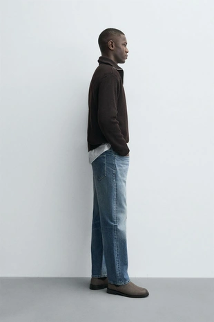 Джемпер вязаный жемчужный с воротником на молнии- Заказать в России