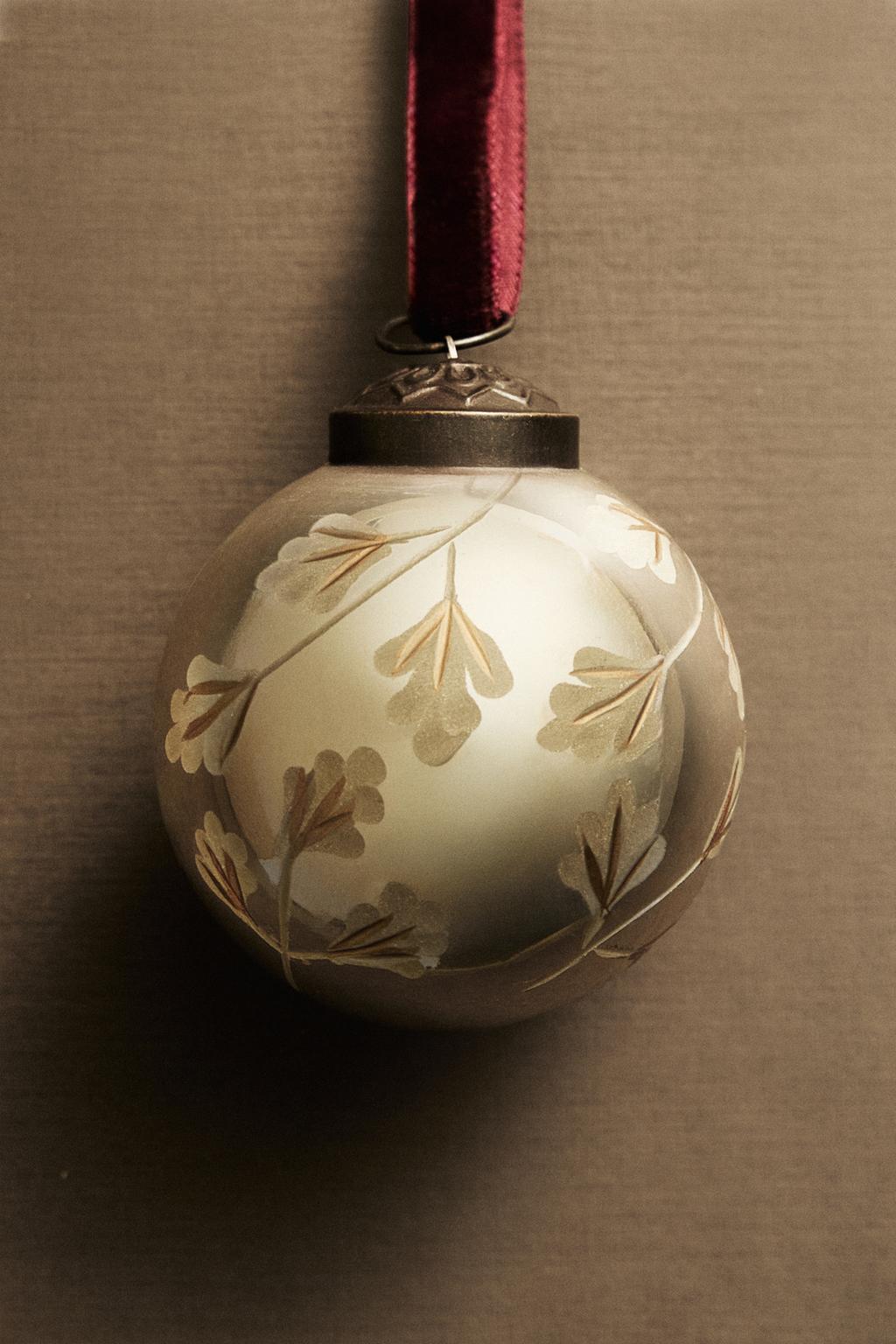 Стеклянное рождественское украшение christmas tree decoration с листьями
