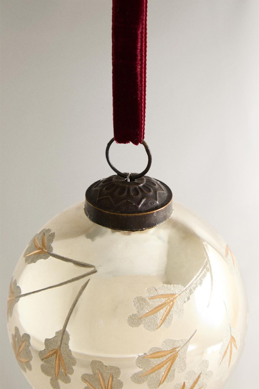 Стеклянное рождественское украшение christmas tree decoration с листьями