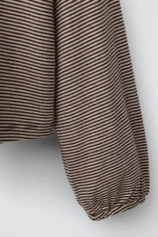 Топ в полоску с круглым воротником и кружевом- Заказать в России