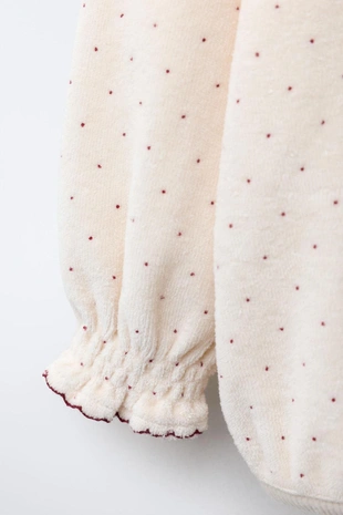 Ecru / Red | 6224/781/067 - Zara Вельветовая толстовка в горошек