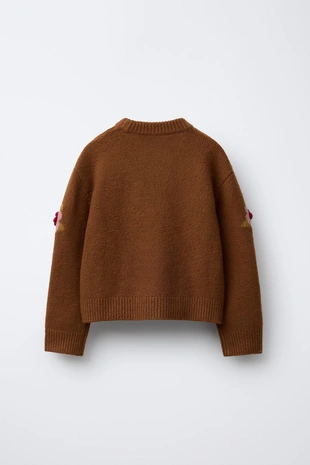 Вязаный джемпер с цветочными аппликациями- Заказать в России