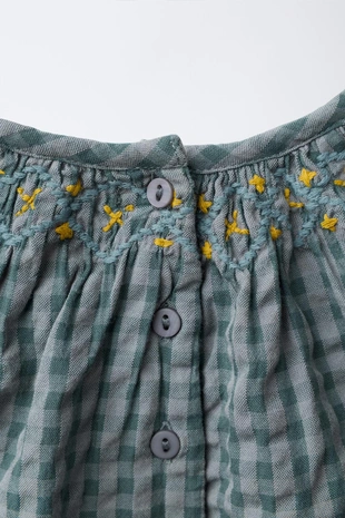 Комбинезон в клетку с вышивкой- Заказать в России