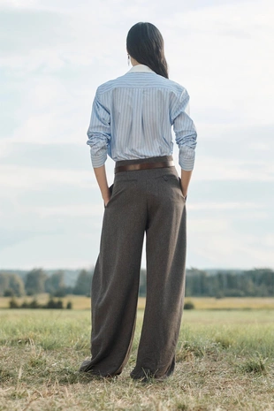 Брюки объемного покроя LIMITED EDITION с защипами и шерстью- Заказать в России