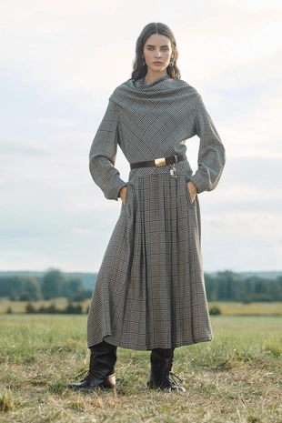 Платье в клетку LIMITED EDITION с боковыми складками- Заказать в России