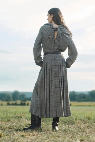 Платье в клетку LIMITED EDITION с боковыми складками- Заказать в России
