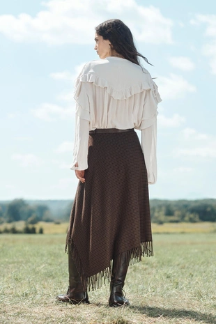 Юбка с асимметричным подолом и бахромой из коллекции LIMITED EDITION- Заказать в России